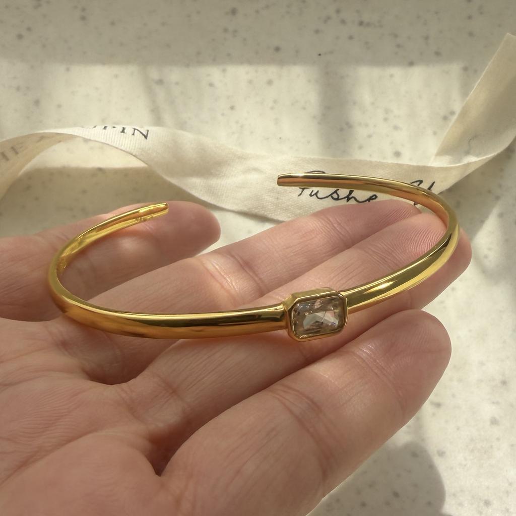 Xiaomi 100% Solid 925 Sterling Silver Retro Bracelet for Women Geometric Vintage Gold Zircon Narrow Simple Bracelet Birthday Gift