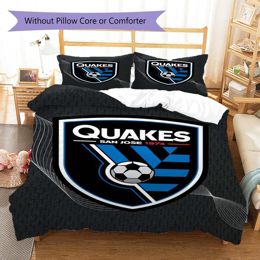 San Jose Earthquakes Pattern Bedding Set Quilt Cover Pillowcase Home Decor Gift (1 * Duvet Cover + 2 * Pillowcase, Without Core)