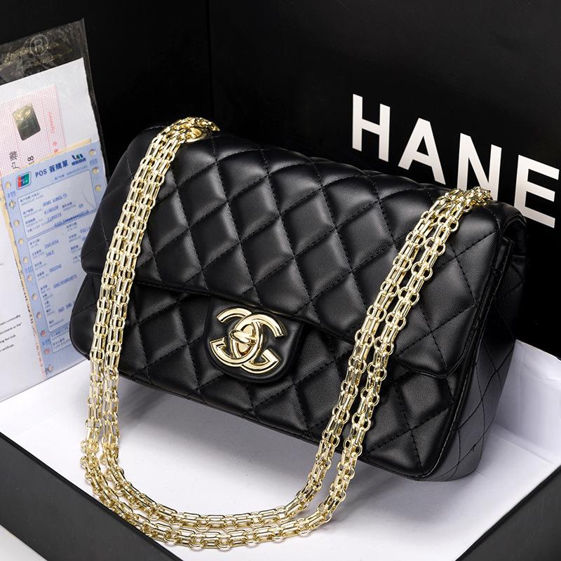 Women's bag new fashionable and versatile high-end diamond chain bag leather shoulder  bag tide