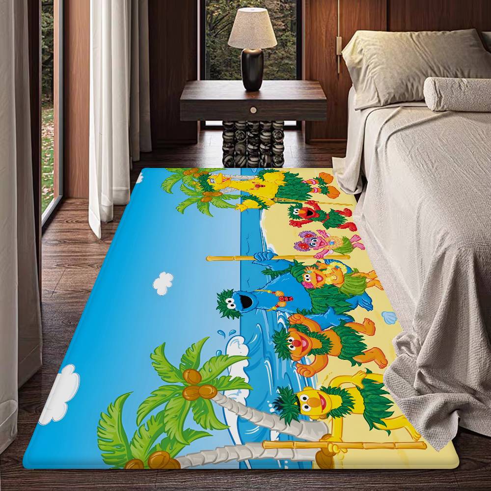 S-Sesame S-Street Theme Hallway Carpet Washable Non-Slip Living Room Sofa Chairs Area Mat Kitchen Doormat Area Rug