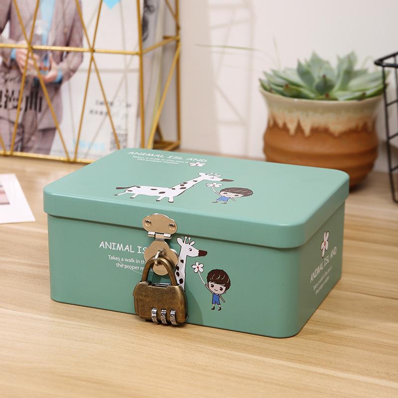Secret Decorative Storage Box Small Metal Keepsake Container Tin Case with Lock and Key for Kids Girls Boys Gift Home Decoration