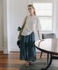 Depound Check Shirred Long Skirt [Navy]