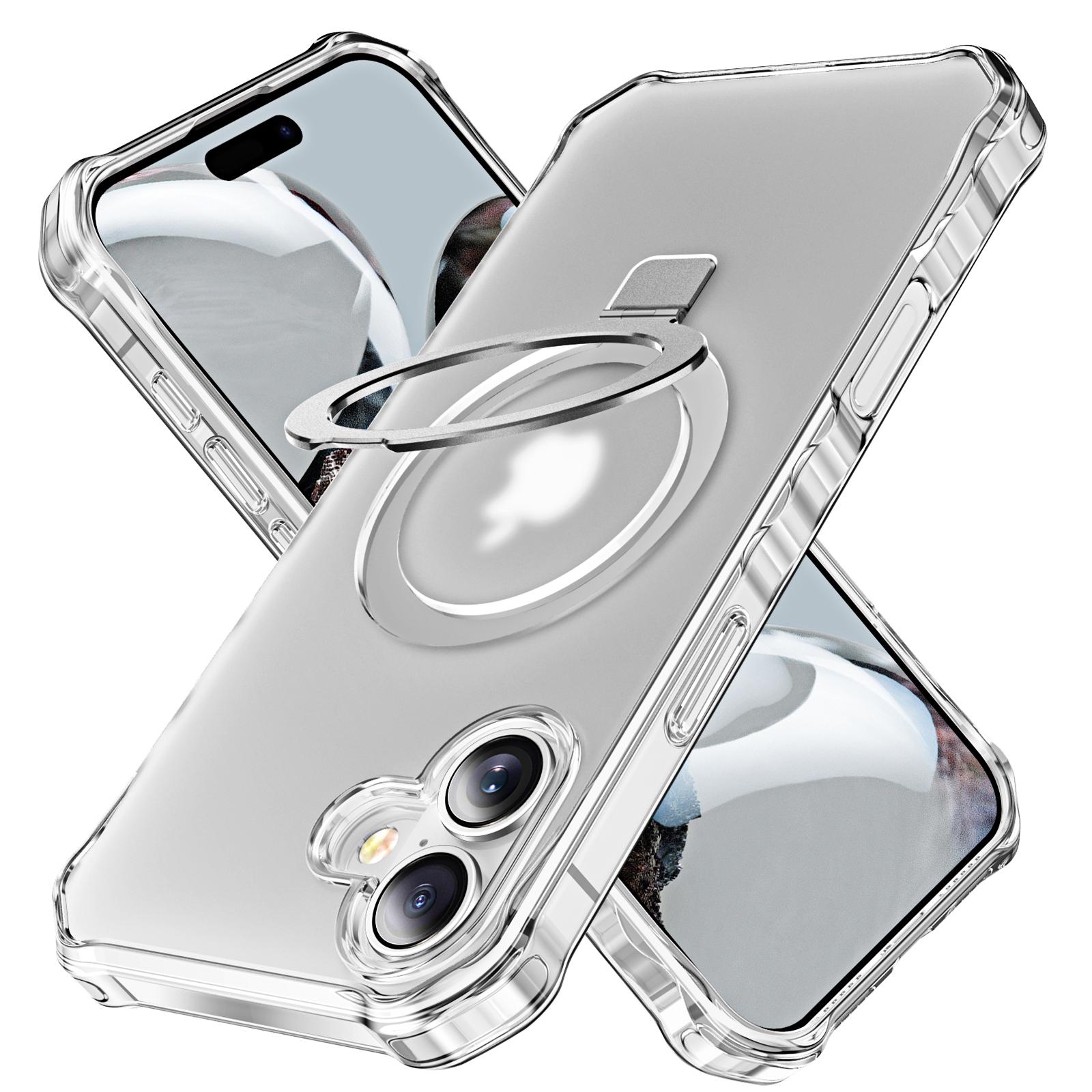 

For iPhone 16 Case Small Wavy Edge Compatible with MagSafe Frosted Anti-Drop PC+TPU Phone Cover Transparent