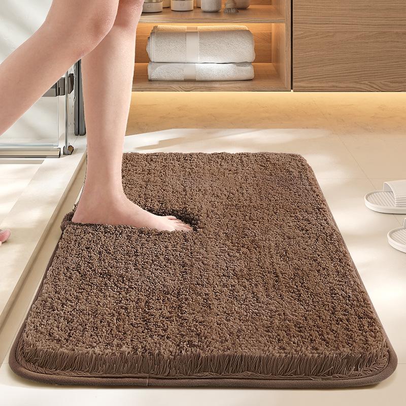 Bathroom absorbent carpet floor mat solid color bathroom antibacterial foot mat non slip mat at the toilet door machine washable