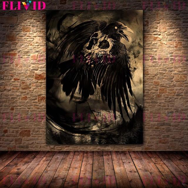 Bloodmoon The Raven Retro Wall Art Oil Painting Seven Crows Dinner Retro Mysterious Art Poster