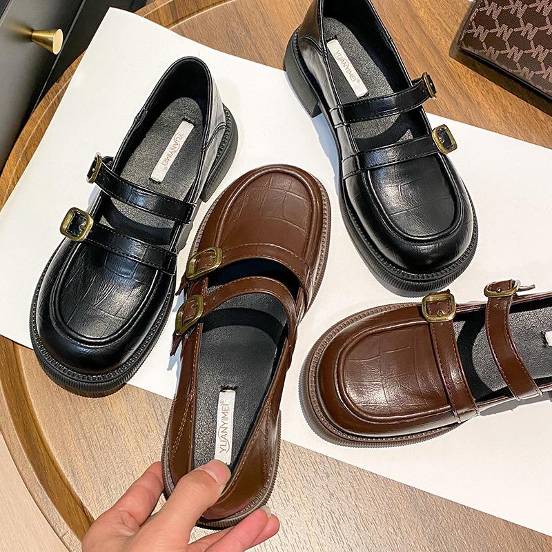 

Весенне-осенние туфли-дуду коричневые ретро маленькие кожаные туфли женские супермягкие повседневные туфли 40 коричневый