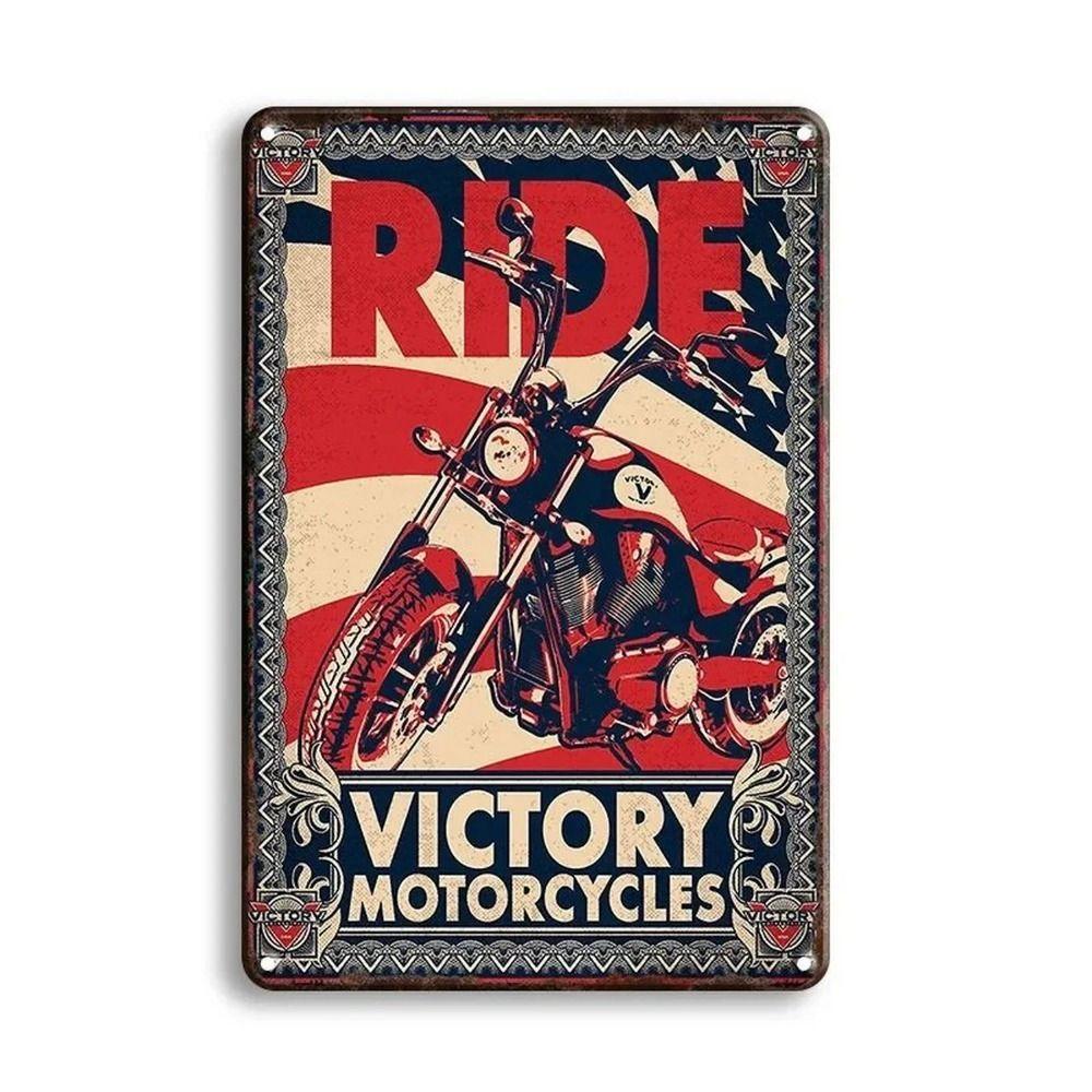 Segni Metallici Vintage Pin Up di Motociclette per Decorazione Man Cave Bar Garage