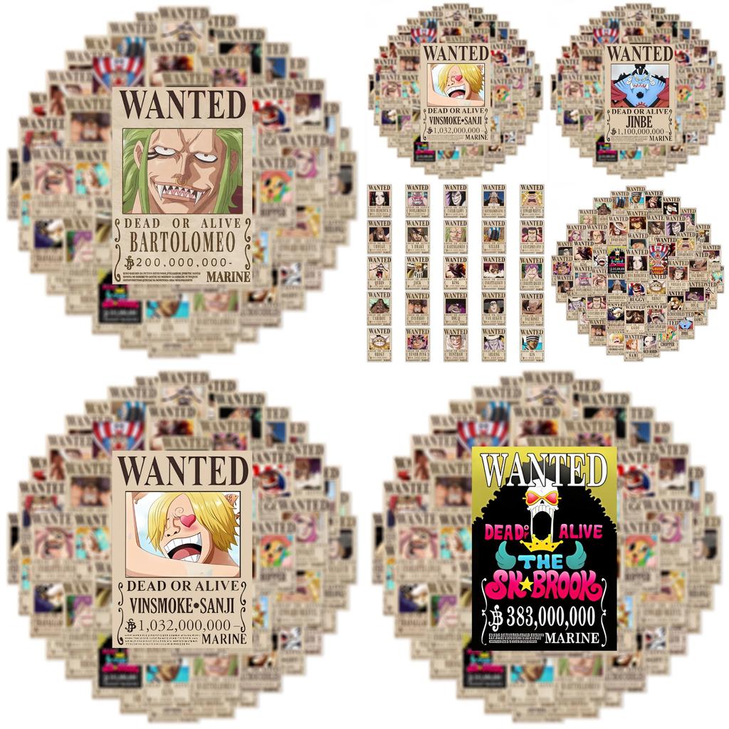 50 Pack One Piece Pirate Poster Stickers Colorful Graffiti Cartoon Decor For Fans