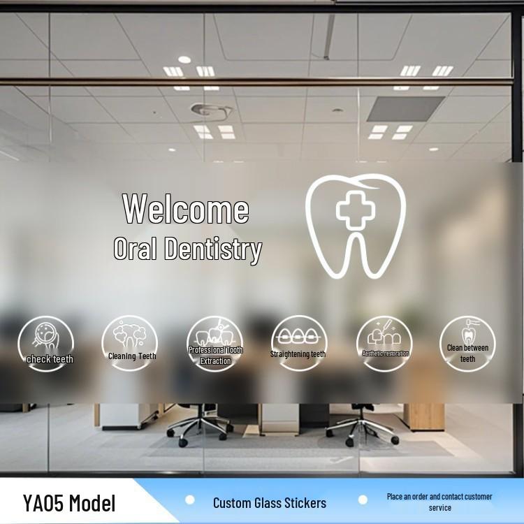 Dental Office Frosted Glass Sticker: Stomatology UV-Printed White Gradient Design 0X0 cm