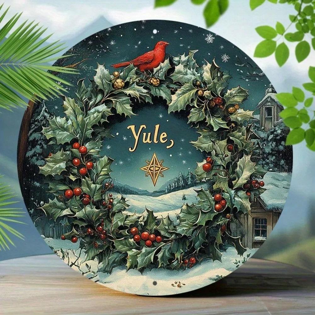 Vintage Aluminum Wreath Metal Wall Sign Art Decor 20x20 разноцветный