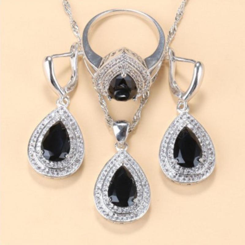 

Комплект украшений из драгоценных камней, подвеска, серьги, ожерелье, кольцо, женский комплект 10#