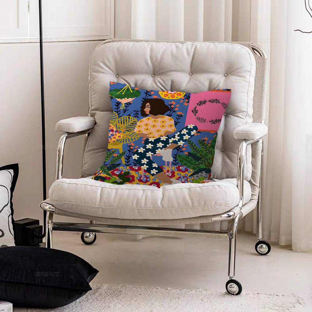 Multicolored Abstract Garden Pillowcase Toon Gift Cushion Cover Bedroom Home Sofa Chair Seat Decor Pillow Case