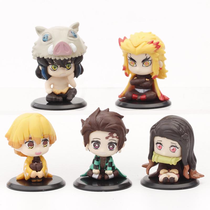 Q Version Demon Slayer Figures - Tanjiro, Nezuko & Zenitsu Ornaments In Sitting, Standing, or Kneeling Poses