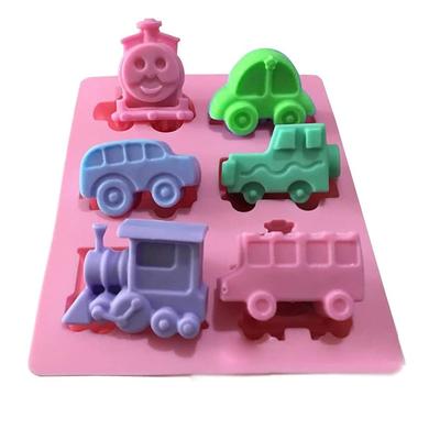 Moule en Silicone pour Voiture Train Dessin Animé Moule à Savon pour Baby Shower Décoration de Gâteau d'Anniversaire pour Enfants Chocolat Gelée Crayon Outils à Biscuits