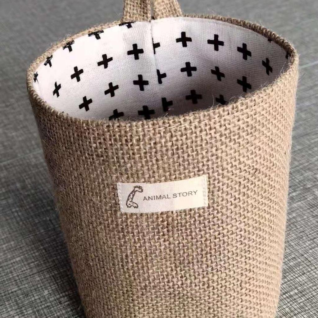 Jute Wall-Mounted Hanging Storage Bag for Door, Bathroom, Desktop, Bedroom Kitchen Organization