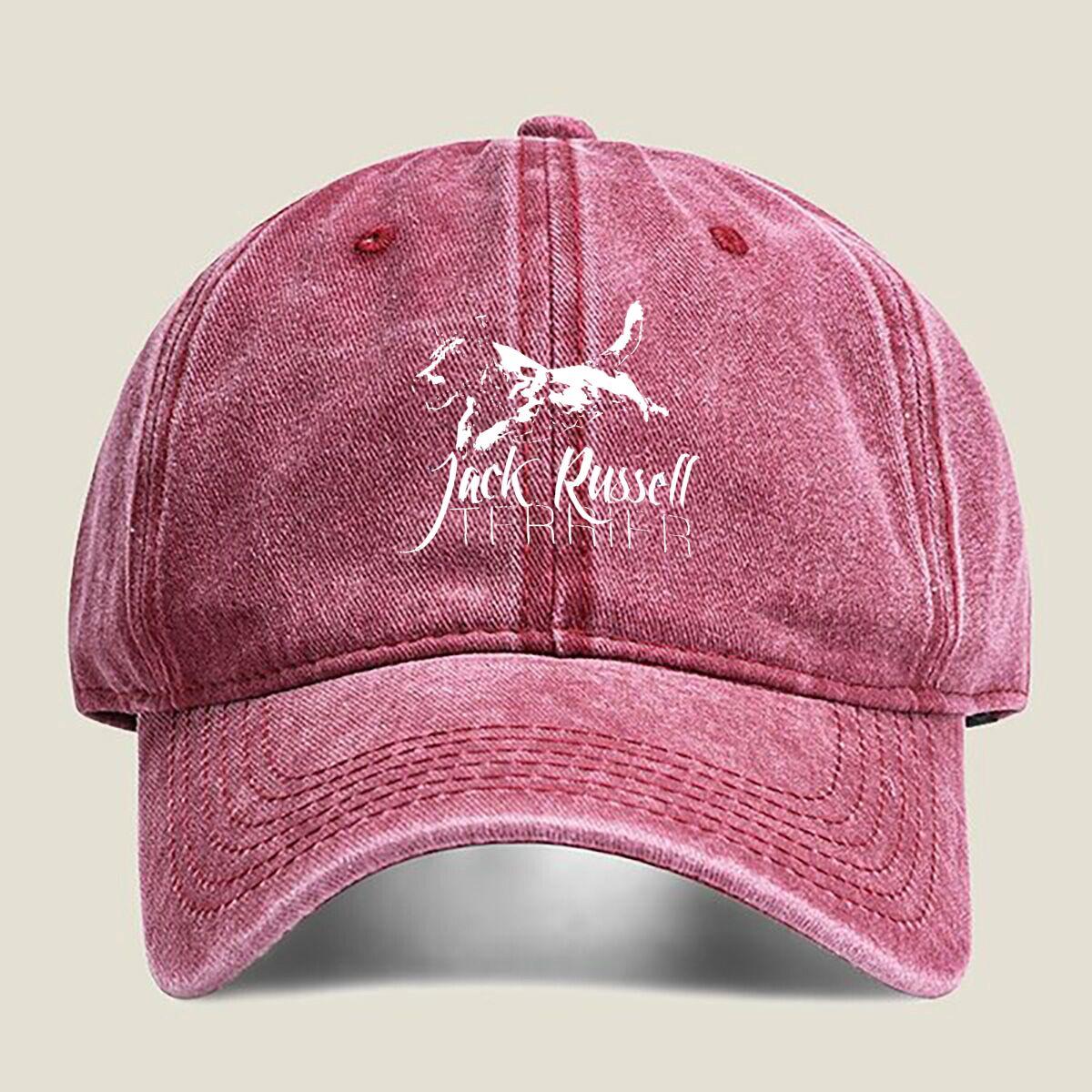 

Jack Russell Terrier Fashion Washed Baseball Cap Hat Outdoor Activities One Size красный