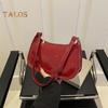 Retro Glossy Shoulder Bag Ladies Solid Color Faux Leather Underarm Bag Casual Hobo Purse Waterproof Handbag for Daily Life Travel Parties