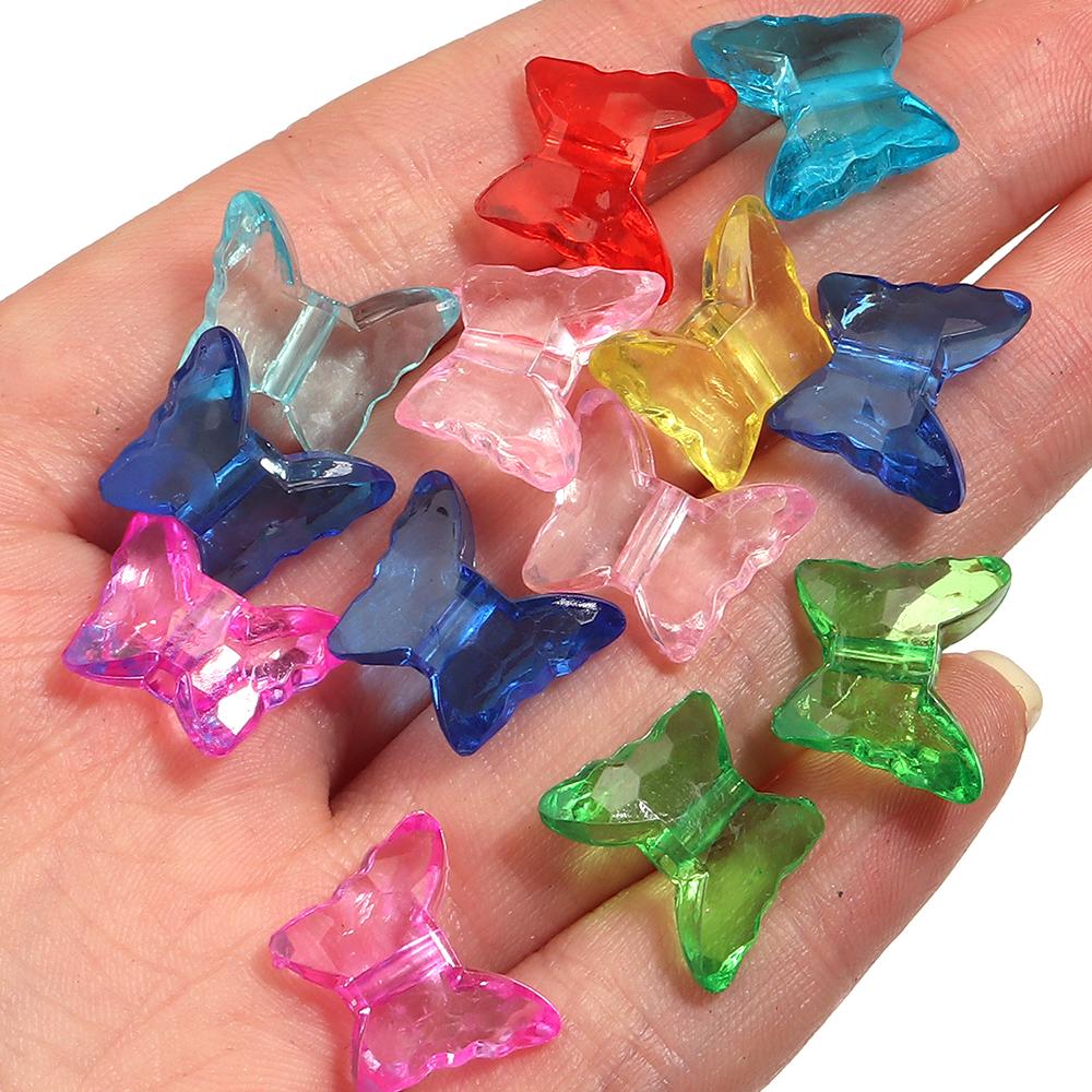 100pcs 16X13mm Butterfly Acrylic Beads for Jewelry Making Cute Loose Spacer Animal Beads DIY Bracelet Necklace for Kids Girls