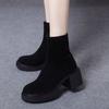 2025 Winter New Platform High Heels Thick Heel Short Boots Women's Boots Sheepskin Women's Boots Soft Pure Leather Frosted Martin Boots