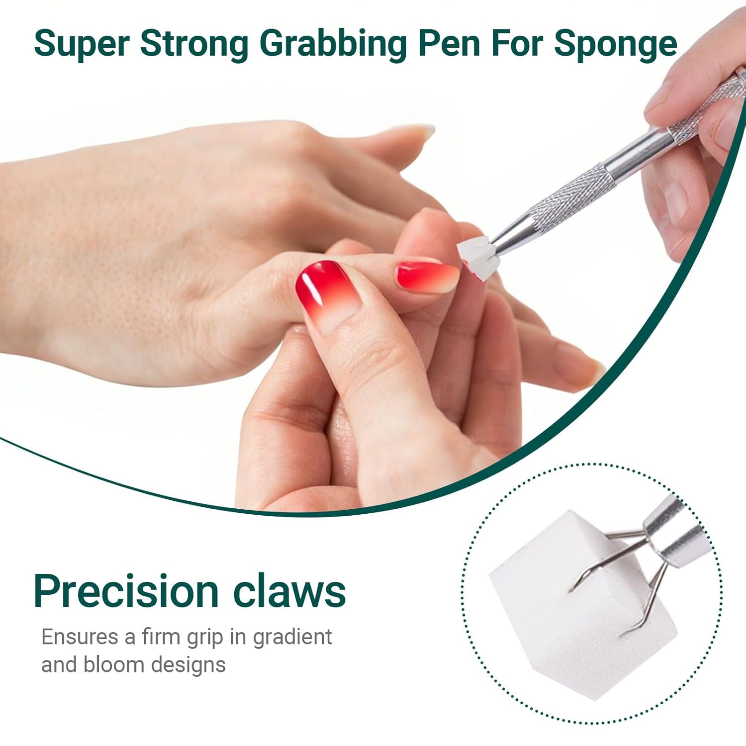 Soft Nail Sponges for Ombre,150Pcs Nail Art Sponges with 2 Pcs Grabbing Pens, Ombre Nail Brush, Aura Nail Tool, Sponge Grabber for Nails,Professional