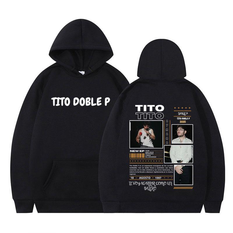 

Tito Doble P Album 2025 Tour Graphic Hoodie Men Women oversized Pullover Winter Long-sleeved Casual Vintage Hooded sweatshirts 3XL