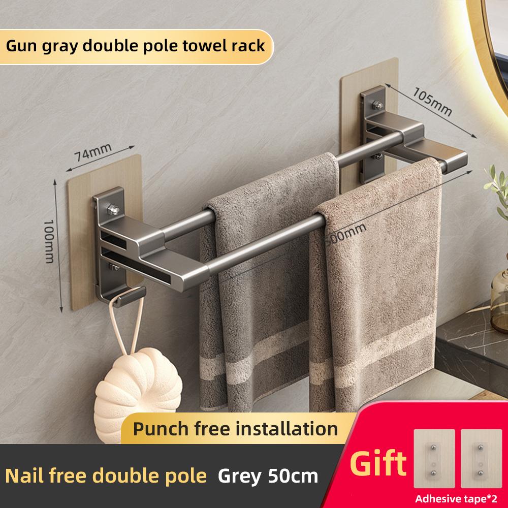 Portasciugamani da Parete Portaoggetti da Bagno Senza Foratura Barra Orizzontale Portasciugamani Cucina Accessori Bagno