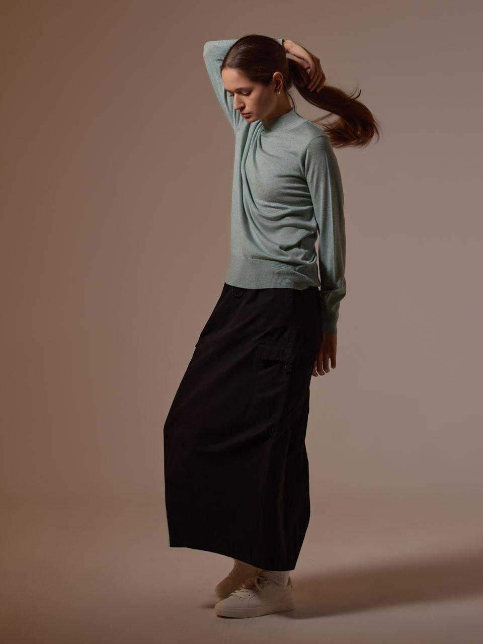 I Holic Cashmere Mock Neck Merino Wool Knit Beige/Free