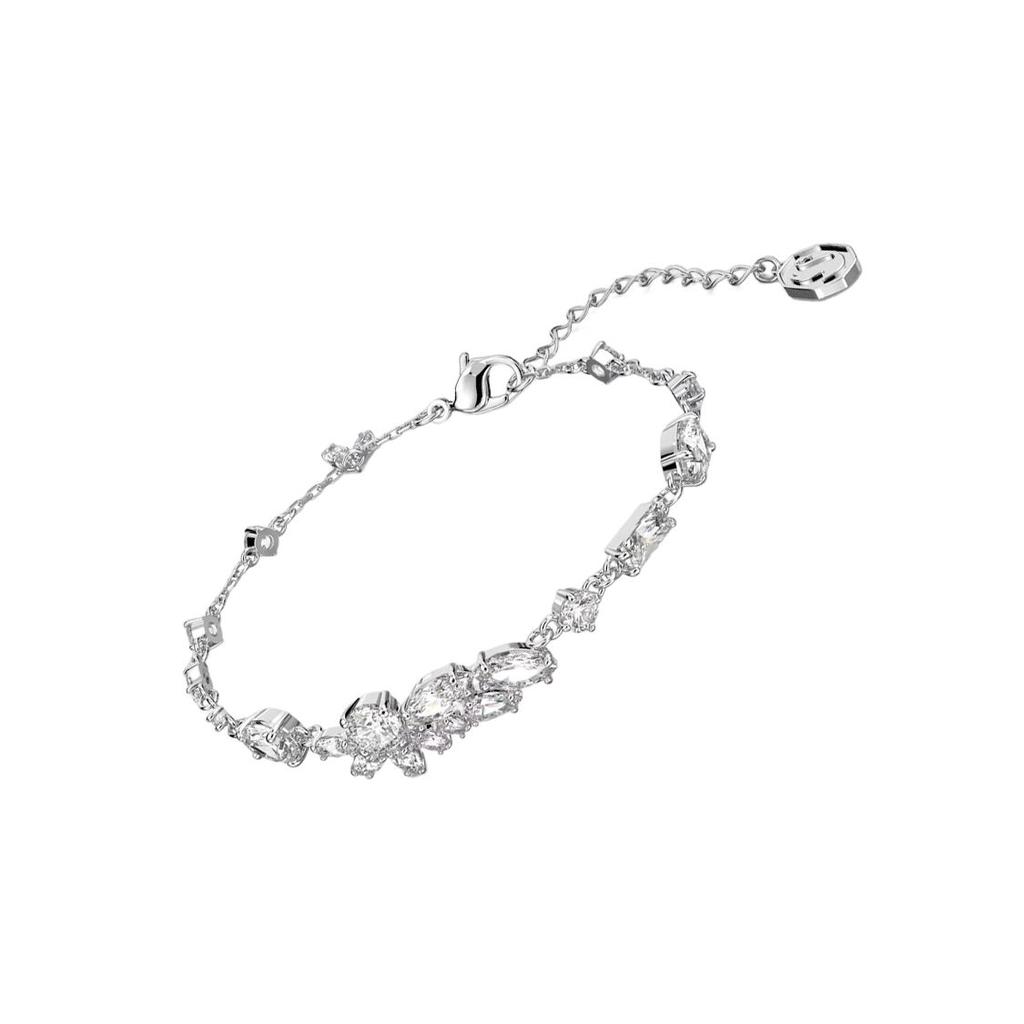 Swarovski Gema Asymmetrical Floral Pattern Rhodium Plated Bracelet Women Bracelet White 5644687