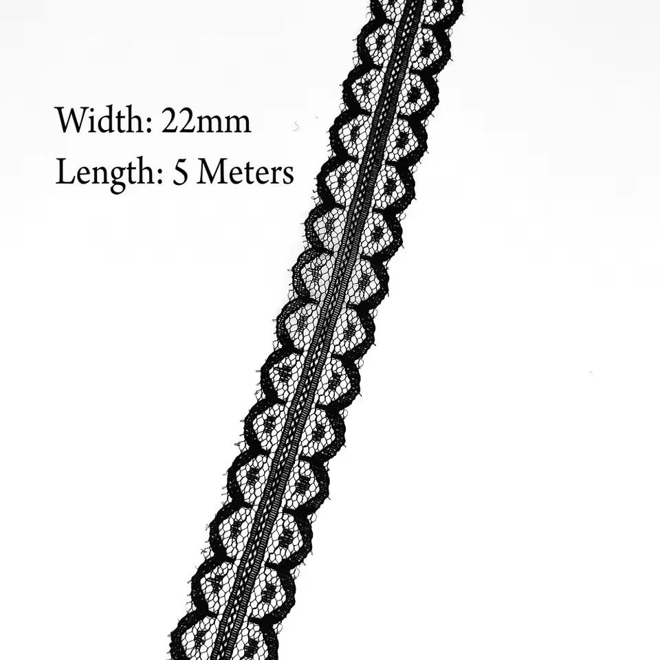 5 Meters White & Black Lace Ribbon Assorted Floral Trims for Gift Wrapping Christmas Wedding Decor DIY Crafts Sewing Accessories