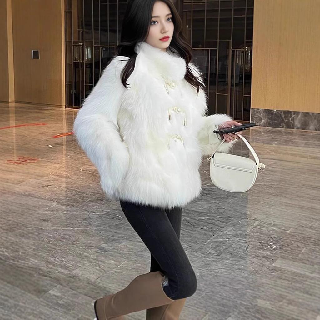 Winter new temperament celebrity imitation fur ladies plush short fashion thickened long fur coat