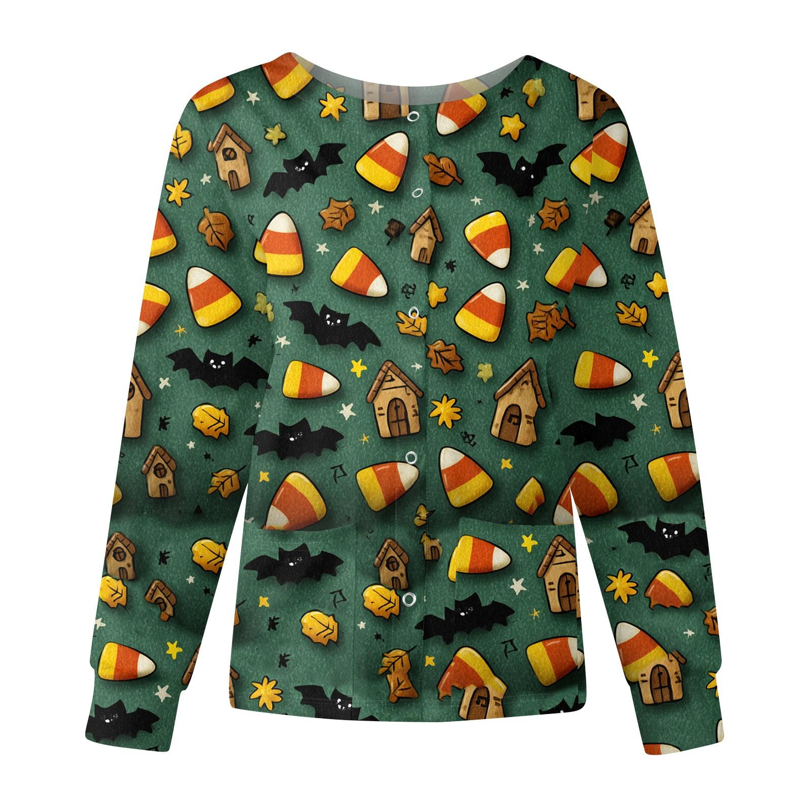 

Женская повседневная модная куртка с длинными рукавами, воротником-стойкой, однобортная, с принтом на Хэллоуин, рабочая куртка, топы M