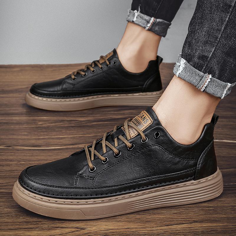 Fashion Spring Autumn New British Casual Leather Shoes Men's Korean Version Trend Versatile Board Shoes Men's Business Dress Shoes Men's
