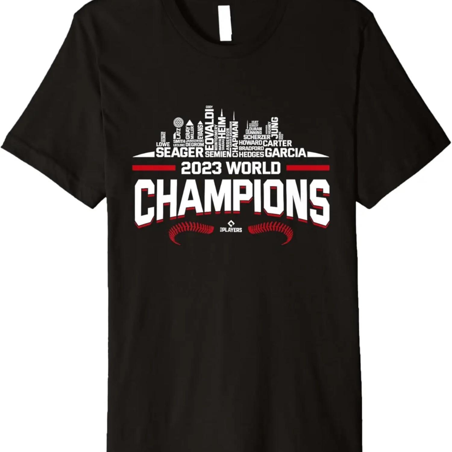 2023 World Champions Adolis Garcia Texas MLBPA Premium T-Shirt S чёрный