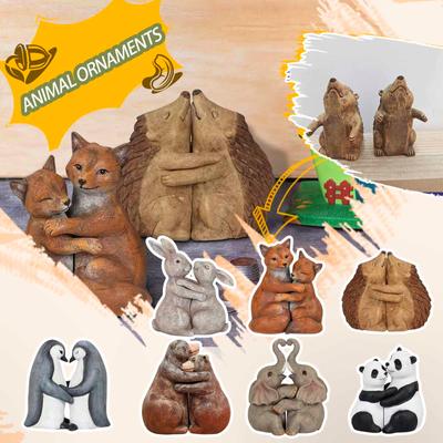 Table Two Piece Lov-ing Animals Hugging Statue Love Couple Cuddling Pair Figurine Ornament Animals Couples Sculptures