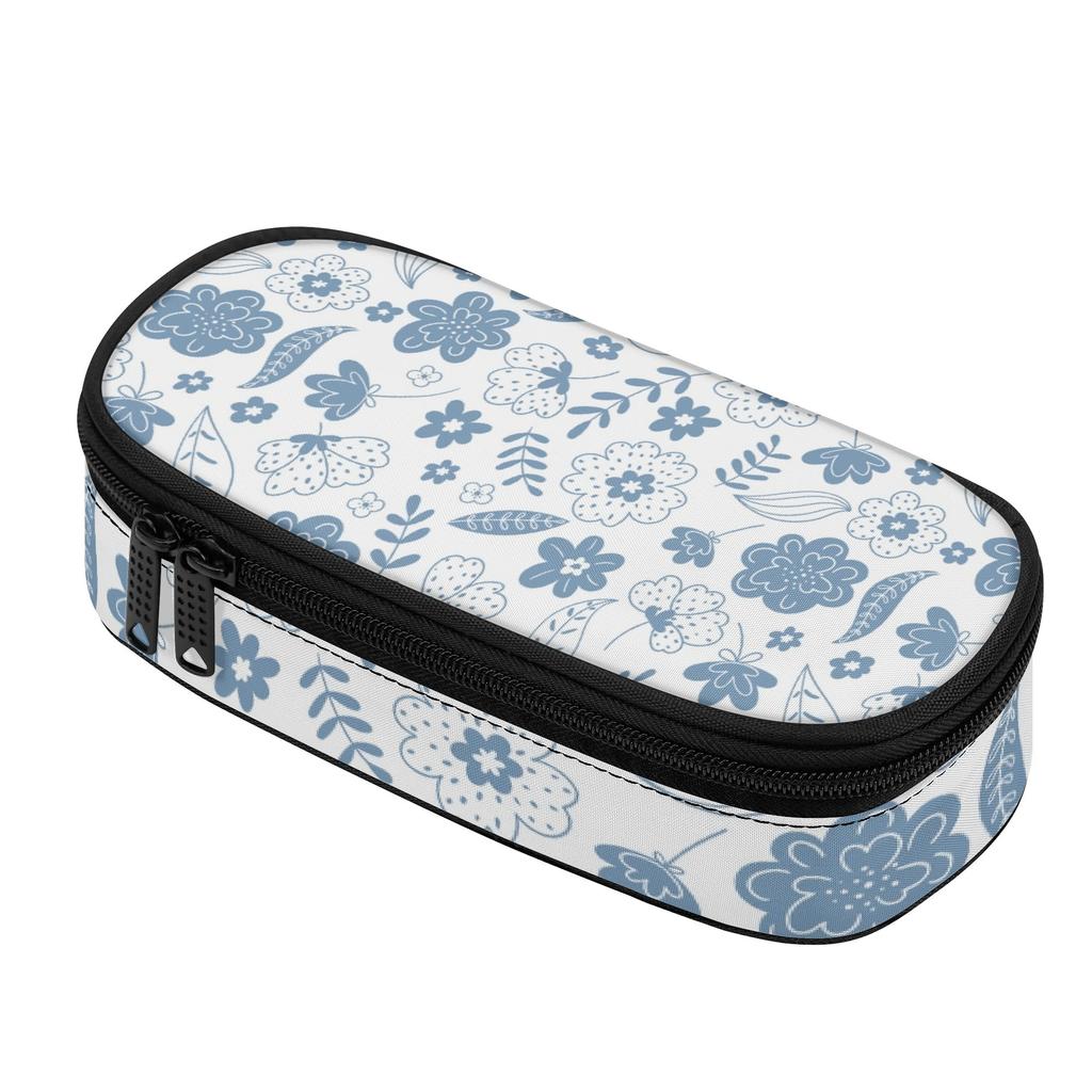 Student Pencil Case Practical Strong Polyester Fabric Zipper Closure with Mesh Pocket Removable Divider and Pen Slots for Students