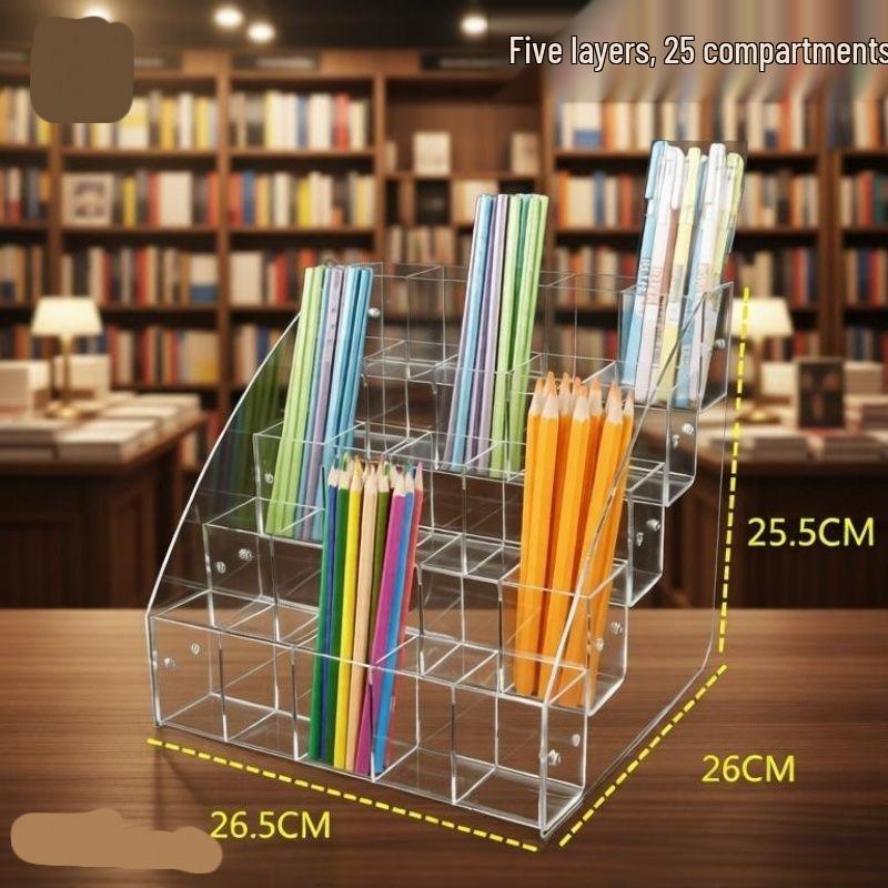 Acrylic Transparent Pen Holder Desktop Organizer and Display Rack
