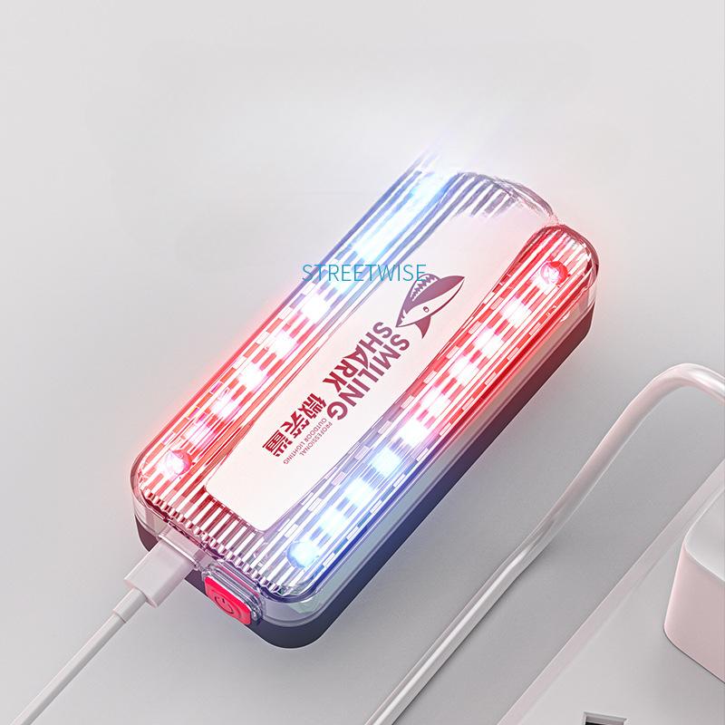 Red and Blue Warning Lights, Flashing Red and Blue At Night, Shoulder Lights, Traffic Warning Lights, Eye-catching Lights,