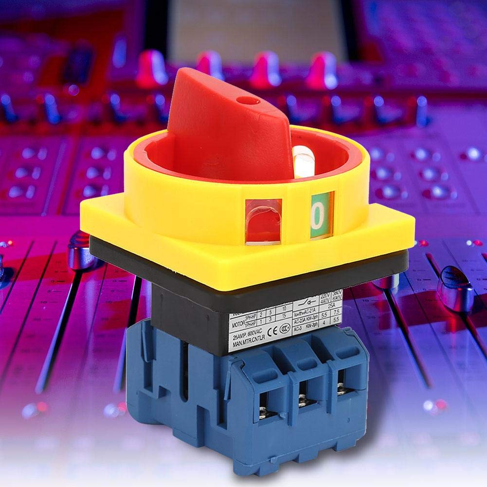 Akozon Load Circuit Breaker Switch, 3-Pole, 2-Position Cam On/Off Power Transfer Switch (25A)