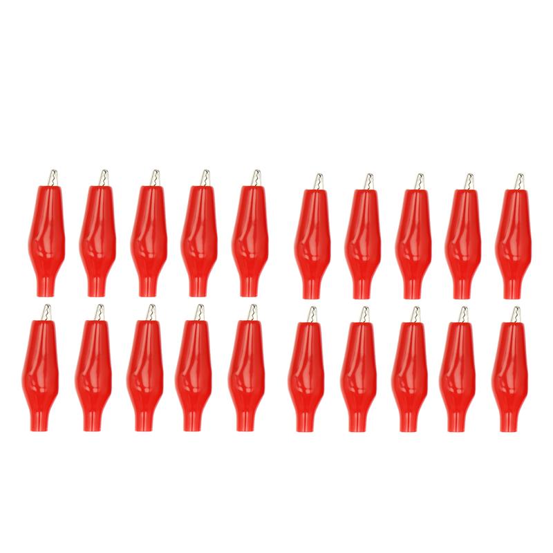 20 Pcs Crocodile Type Clip 28MM Black Red Blue Black Yellow Soft Plastic Coated Testing Probe Mini Alligator Test Clips