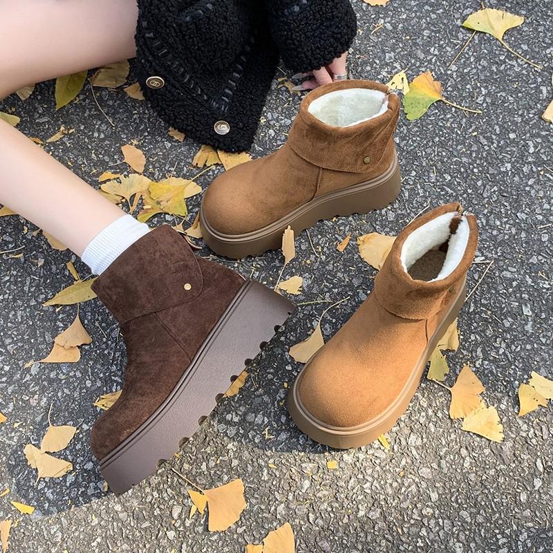 Thick-soled Versatile Rear Zipper Snow Boots 2025 Autumn and Winter New Waterproof Table Piled Thickened Matte Warm Short Boots