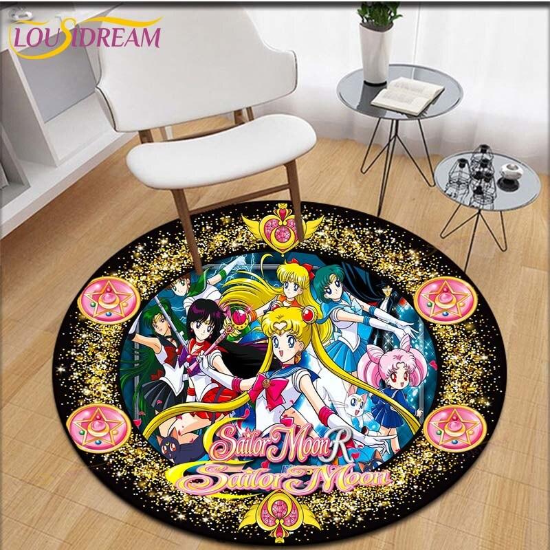 

Ковер с принтом «Сейлор Мун», круглый ковер для гостиной, напольный коврик, фланелевый противоскользящий коврик для детей