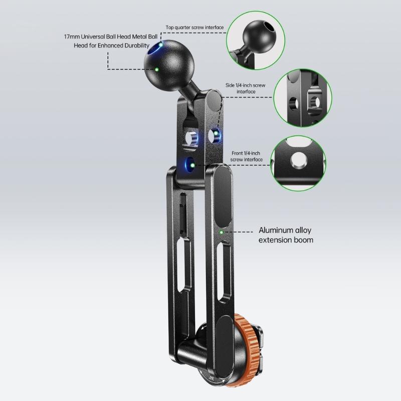 Rotatable Camera Phone Holder Cold Shoe Mount 1/4 Threaded Base For Smartphones Double Joint Adjustment System