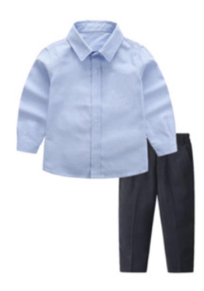 Kids' Choir Formal Wear: White Shirt, Long Sleeve, Pants, Suspenders - Four-Piece Set for Toddlers & Children