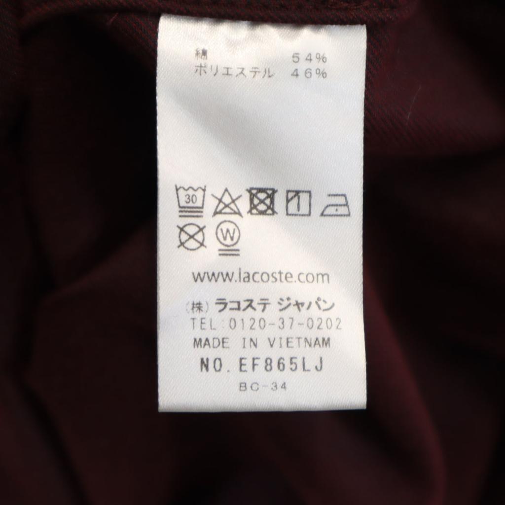 LACOSTE Long sleeve Band color Shirt dress 40 Bordeaux Women Used