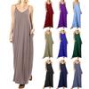 European and American Women's Clothing Solid Color Loose Pocket Long Dress, Vest Dress, Sexy Suspender Skirt