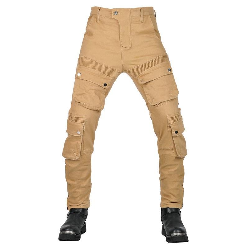 Mens Motorcycle Riding Pants Multi-pocket Workwear Denim Racing Fall Protection