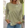 Women's 3d Printed Floral T-shirt Fashion Long-sleeved Round Neck Regular Tops Holiday Weekend