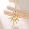 Teamer Spiral Sun Pendant Necklace Gold Stainless Steel Choker Vintage Jewelry Gift For Women Birthday