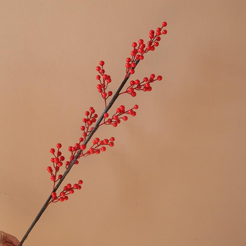 Red Fruit Golden Berry Chinese New Year Spring Festival Home Decoration Simulation Flower Golden Eucalyptus Leaf Small Fan Leaf