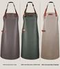 Waterproof PU Leather Hanging Neck Apron - Oil-Proof BBQ & Barista Style